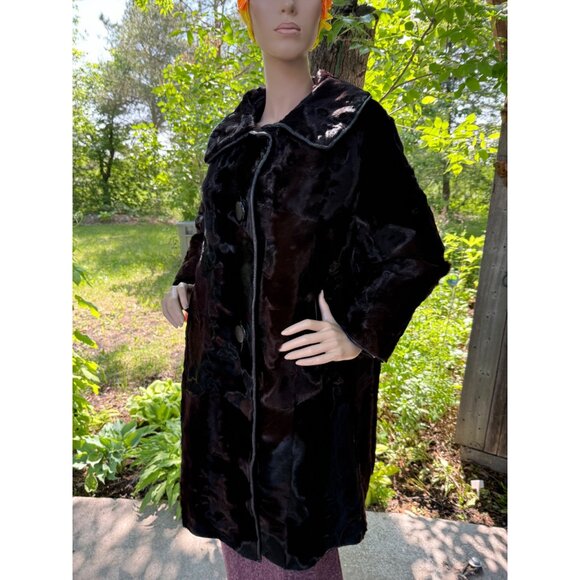 Vintage 60s ASTRAKHAN Fur Coat Persian Lamb BROADTAIL - Picture 9 of 16